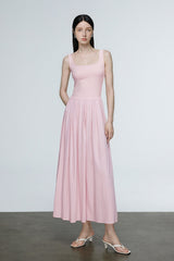 Casual Fit & Flare Ribbed Tank Maxi Dress S / Teaberry Pink / 63% Viscose 27% Nylon 10% Span Fibflx