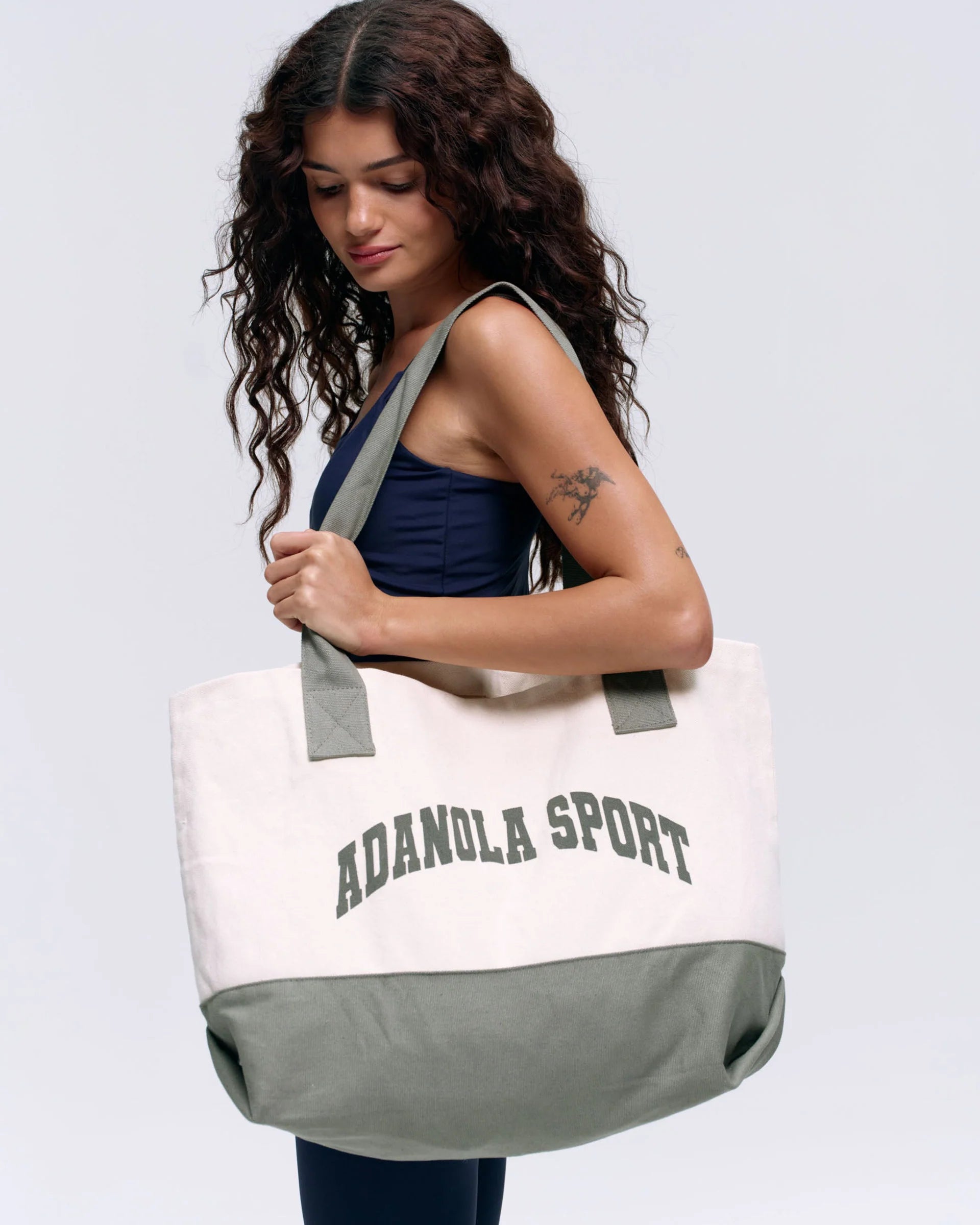 Adanola Sport Branded Tote - Cream/Olive