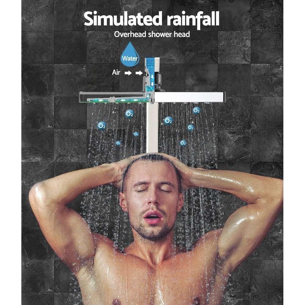 Cefito WElS 8'' Rain Shower Head Set Square High Pressure Wall Arm DIY Chrome - Magdasmall