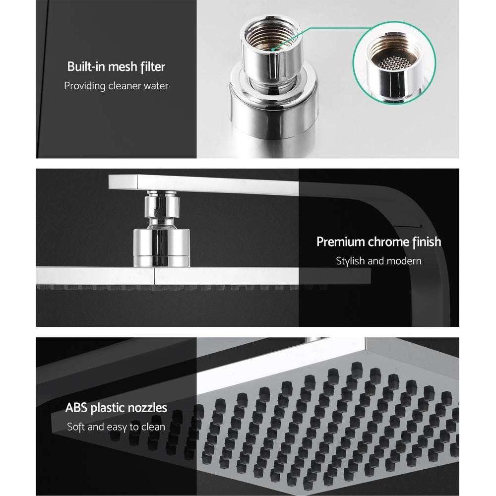 Cefito WElS 8'' Rain Shower Head Set Square High Pressure Wall Arm DIY Chrome - Magdasmall
