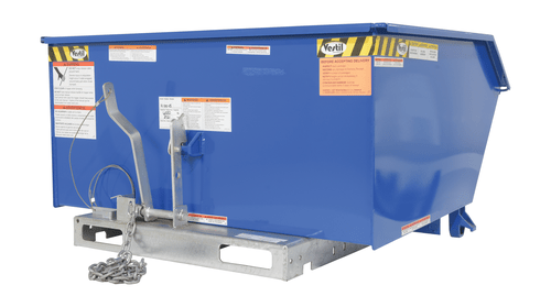 Centerline Dynamics Forklift Attachments Vestil Steel High Strength Low Profile Hopper 1 Cubic Yard 6000 Lb. Capacity Blue H-100-HS