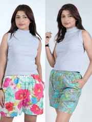 GAB Women/Girl Printed Shorts For Summer Set Of 2