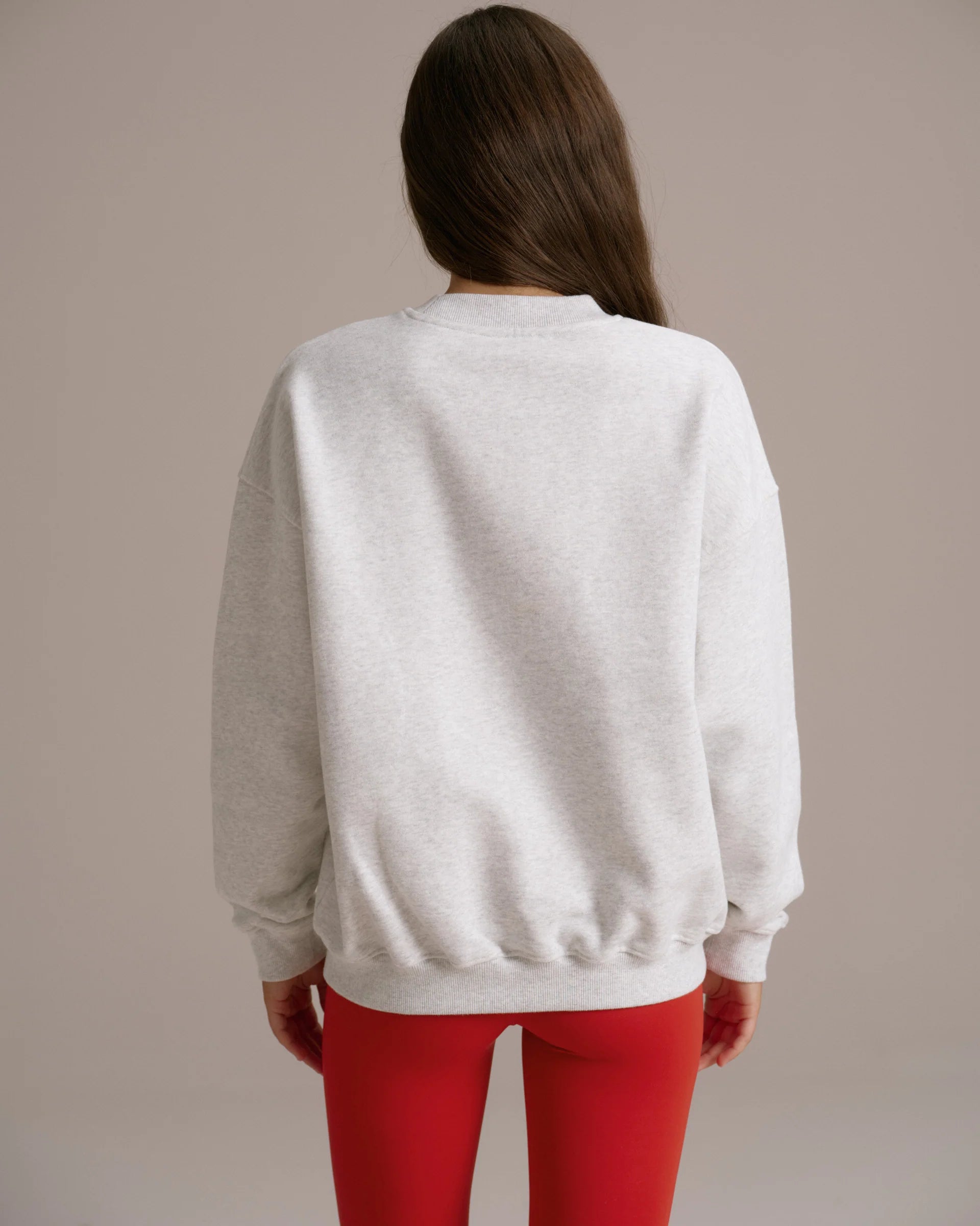 AS Oversized Sweatshirt - Light Grey Melange/Apple Red