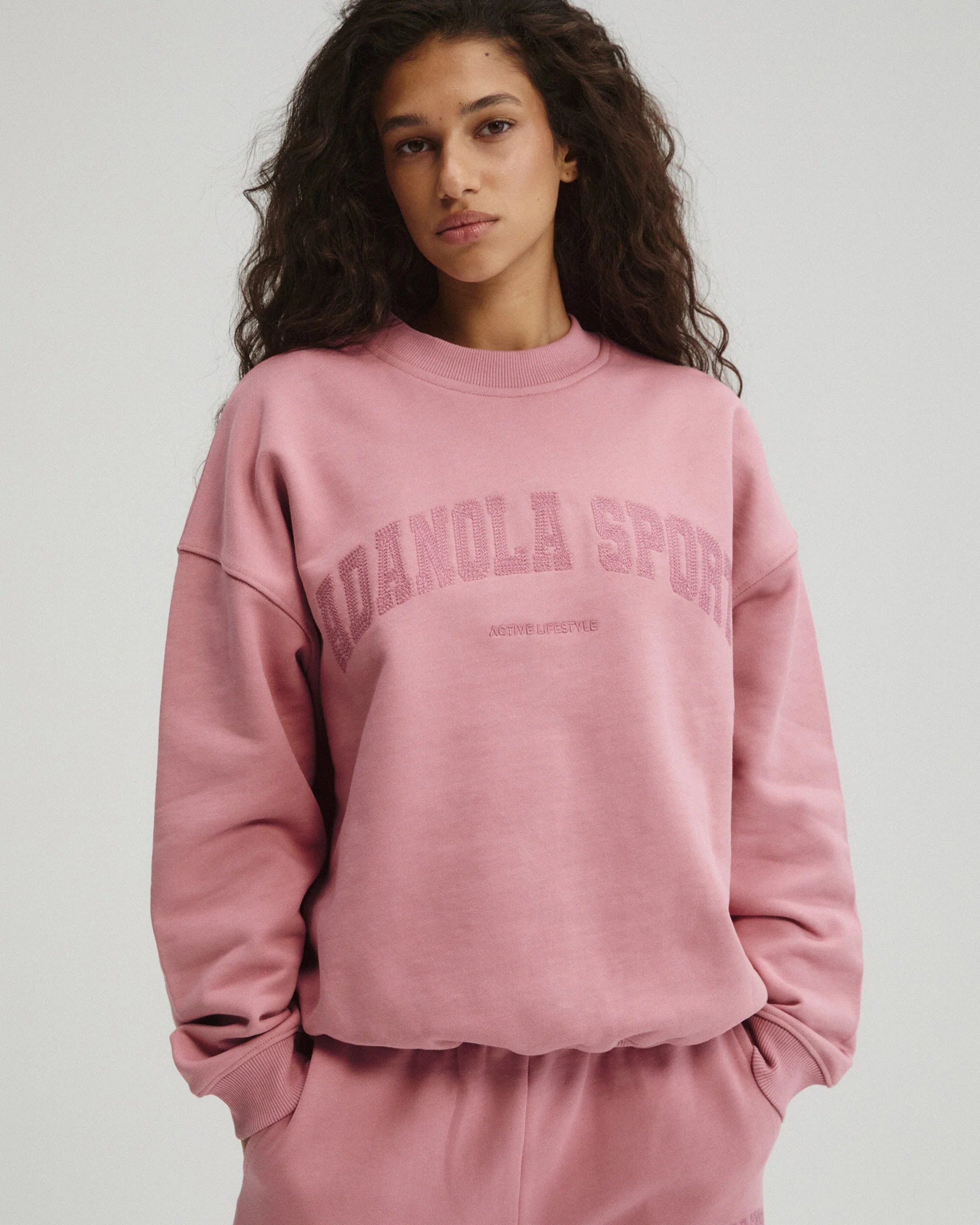 AS Chain Stitch Oversized Sweatshirt - Dusty Pink