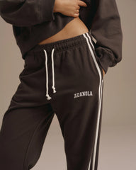 Varsity Loose Fit Sweatpants - Washed Coffee Bean/Marshmallow White