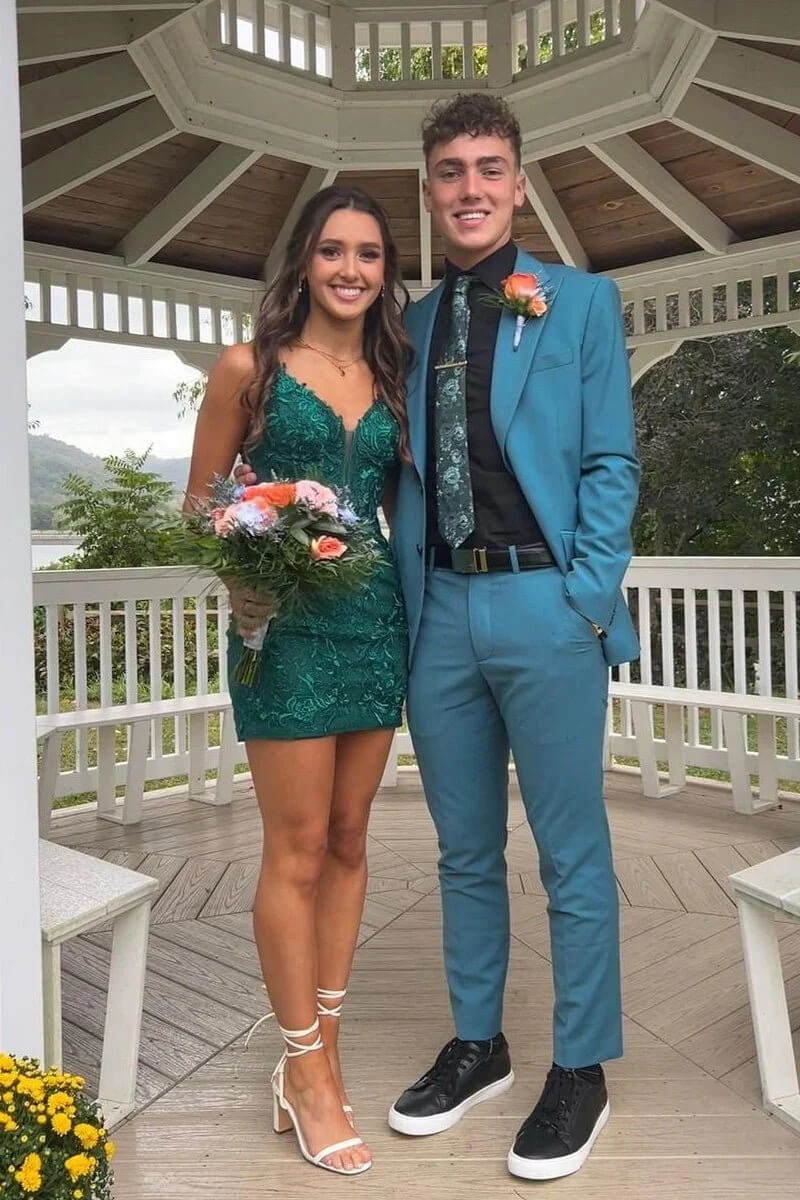 Dark Green Lace Cocktail Dress Semi Formal Dresses Short