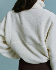 Seam Detail Quarter Zip Polar Fleece - Marshmallow White