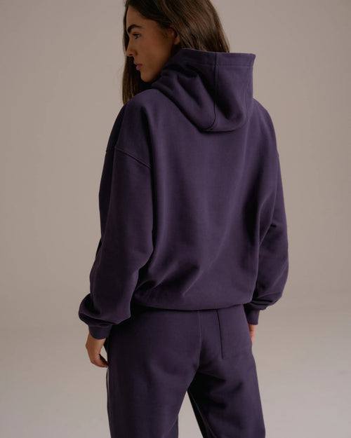 90s Sport Oversized Hoodie - Dark Plum
