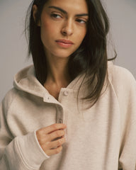 Loopback Henley Hoodie - Oatmeal Melange