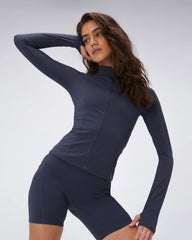 Ultimate Long Sleeve Zip Up Top - Midnight Blue