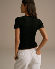 Cotton Short Sleeve Top - Black