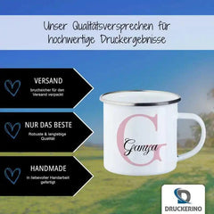 Emaille Tasse mit Namen | Motiv 3 | Ganya - Druckerino