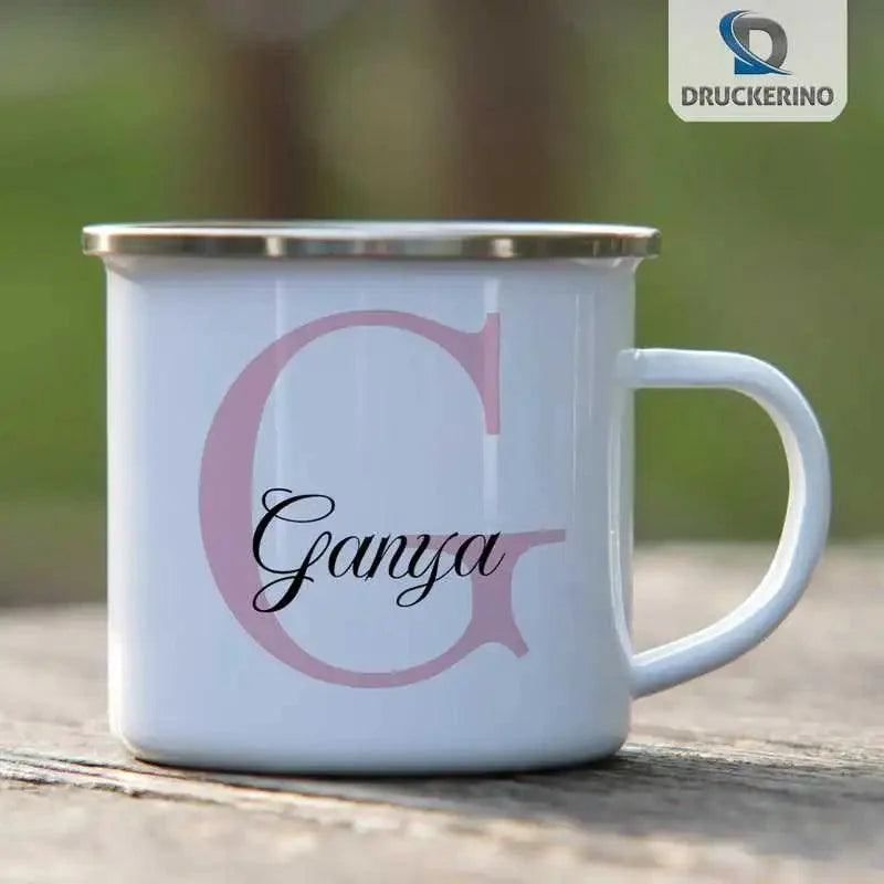 Emaille Tasse mit Namen | Motiv 3 | Ganya - Druckerino