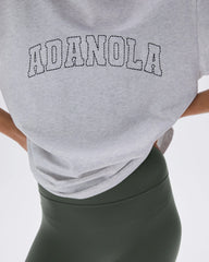 Varsity Stitch Short Sleeve Oversized T-shirt - Light Grey Melange/Black