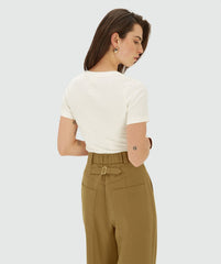 JOSH V T-SHIRT FLORELLE SLIM FIT OFF WHITE