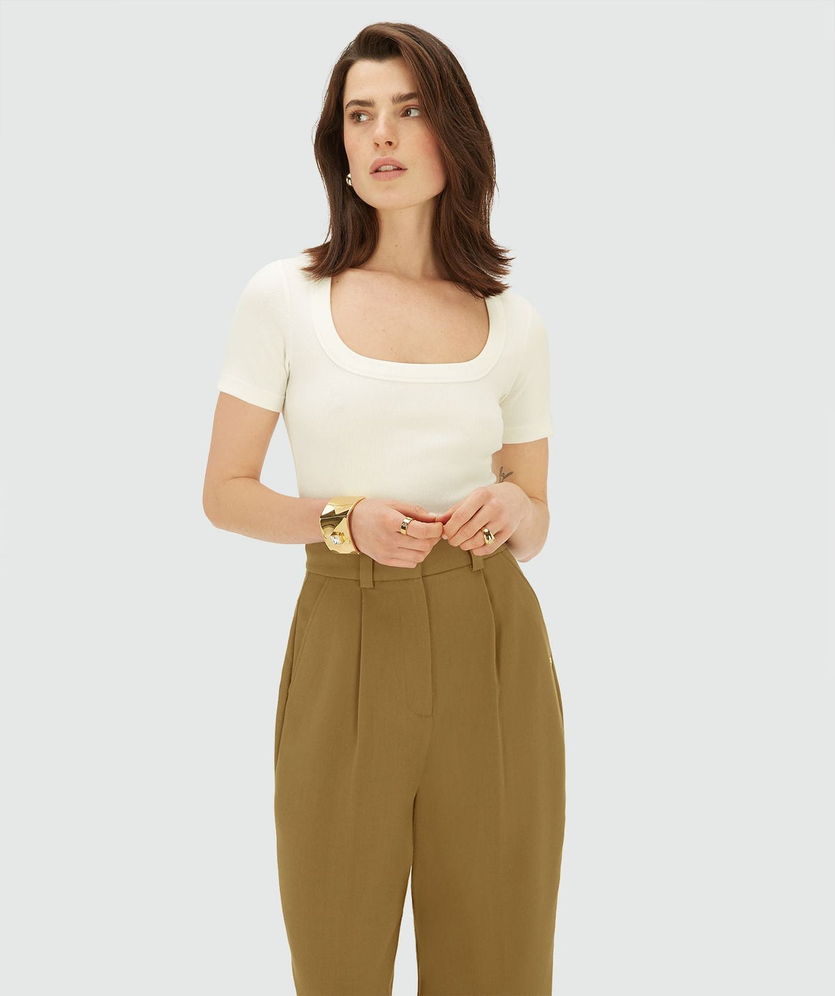 JOSH V T-SHIRT FLORELLE SLIM FIT OFF WHITE