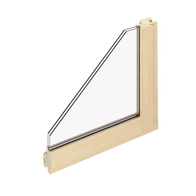 Närbild på fönster med isolerglas för förråd Karlstad 3×3 m från Vykra