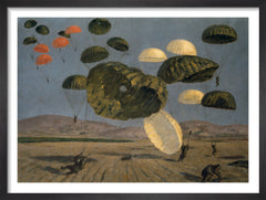 Parachute Drop 1943 by Henry Carr. Framed art print.