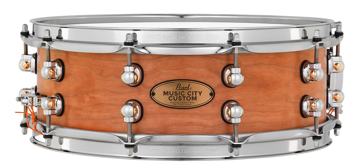 Pearl *Pre-Order* Music City Custom 14x5" Cherry Solid Shell Snare Hand Rubbed Nashville Natural Finish, No Inlay | NEW | Made in the USA | Special Order | Authorized Dealer
