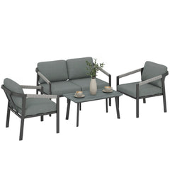 Outsunny 4 Seater Aluminium Garden Furniture Set, Outdoor Patio Furniture