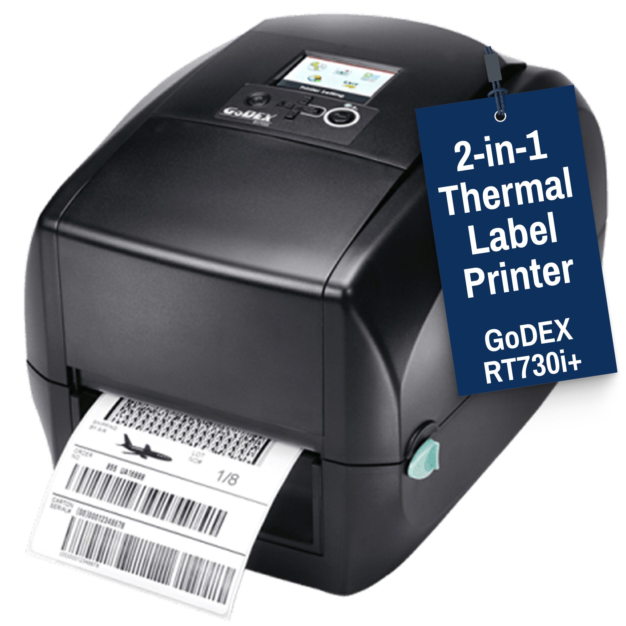 GoDEX RT730i+ Thermal Printer, 4", Color Display, 300 dpi - Printer