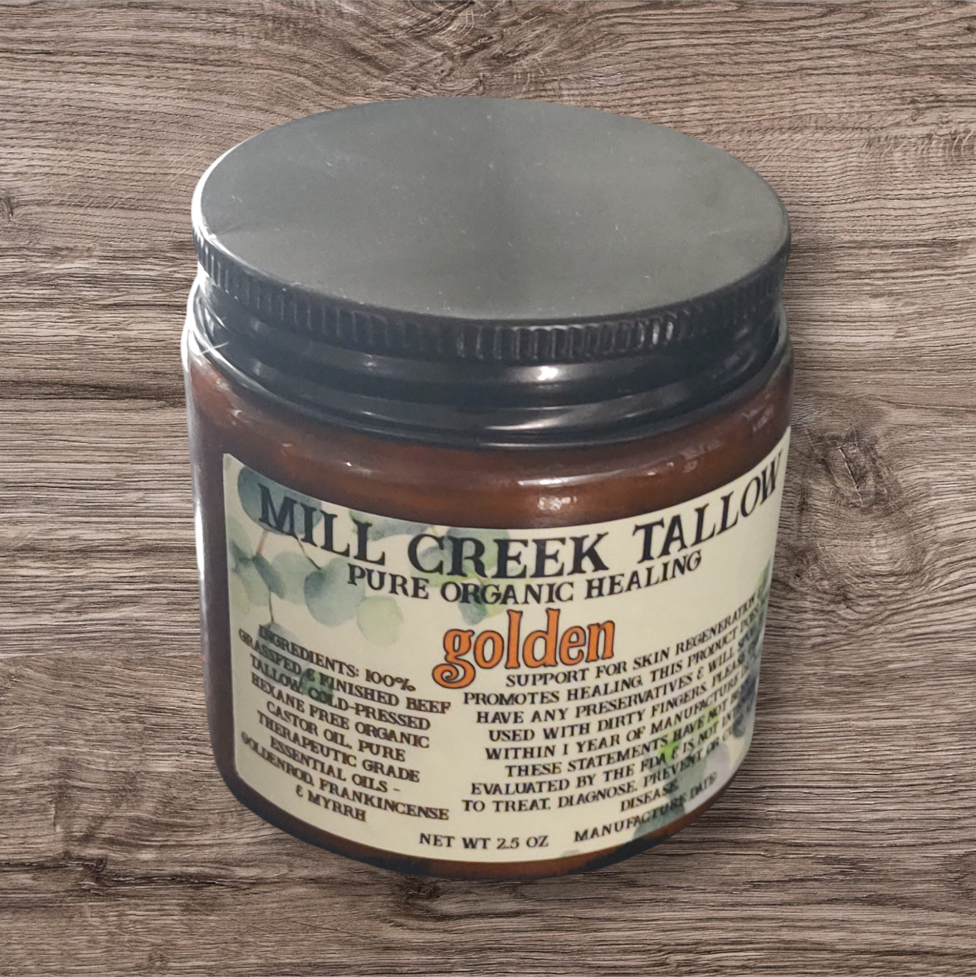 golden whipped tallow skincare goldenrod  frankincense myrrh castor oil medium 2.5 oz