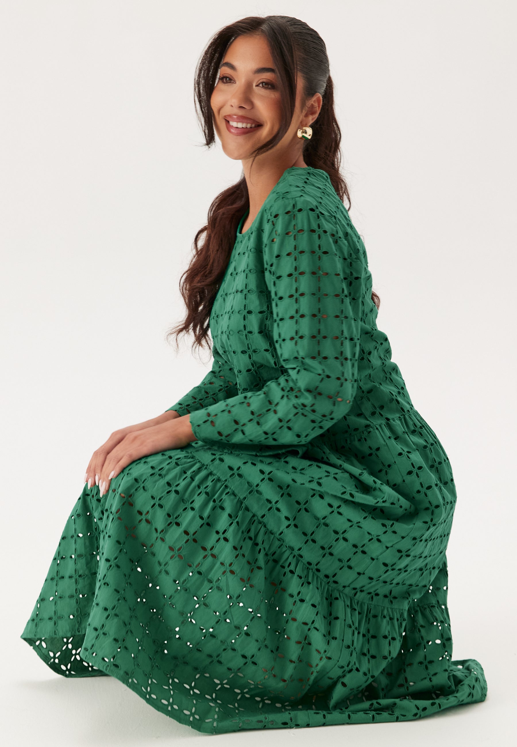 Broderie Anglaise Round Neck Dress