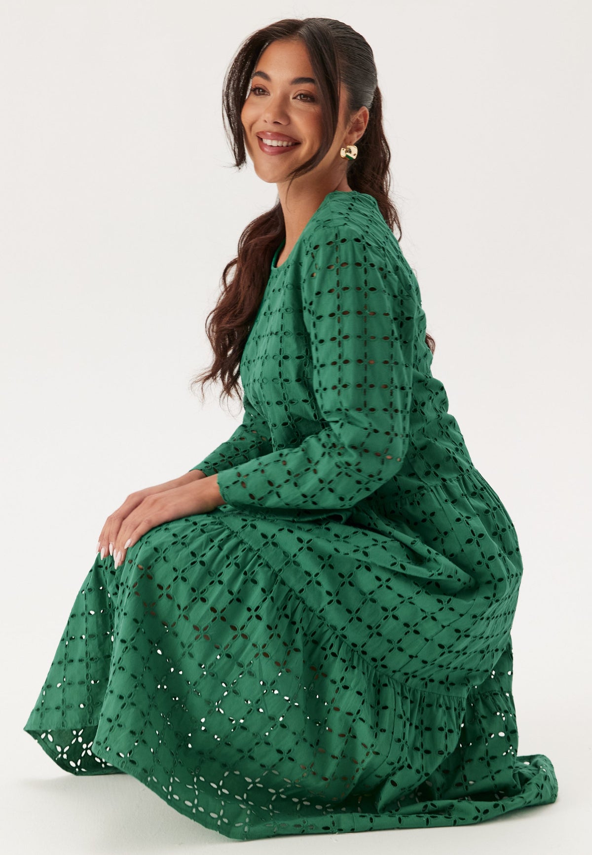 Broderie Anglaise Round Neck Dress