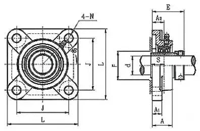 HCF209-27 1 11/16" Square Flanged Mounted Bearing - Eccentric Collar - Buy Bearings online - Fast US Shipping