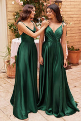 SORAYA Cowl Neck Satin Bridesmaids Maxi Dress - Emerald Green