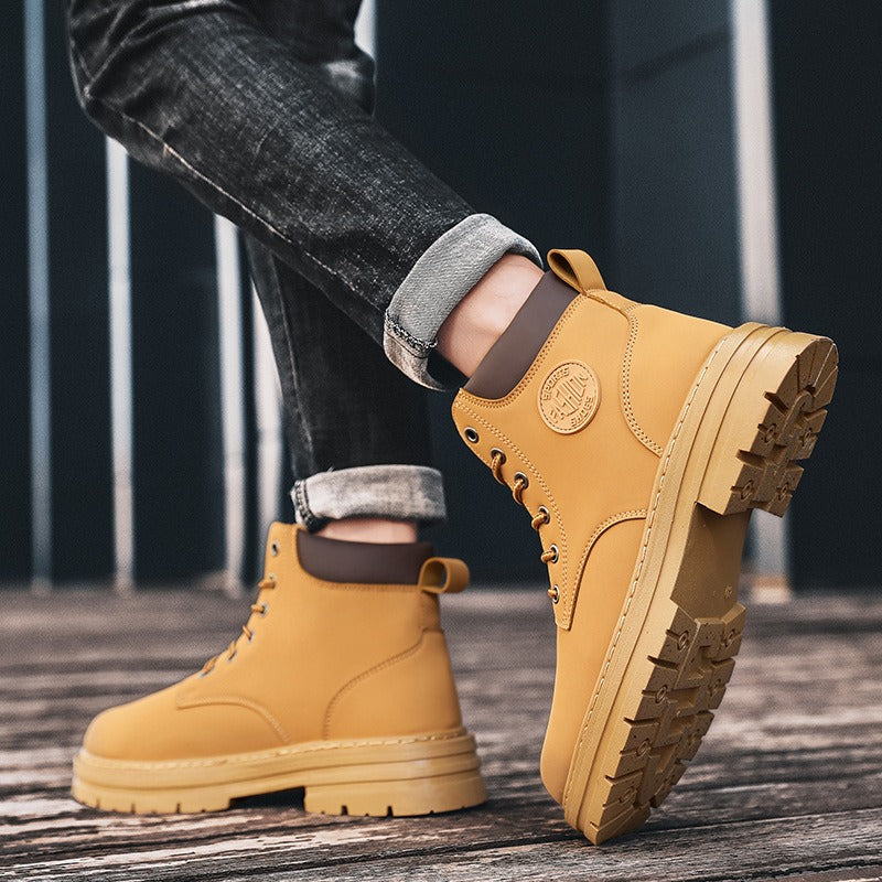 Hohe Herrenstiefel aus Kunstleder mit dicken Sohlen im urbanen Stil - Elias
