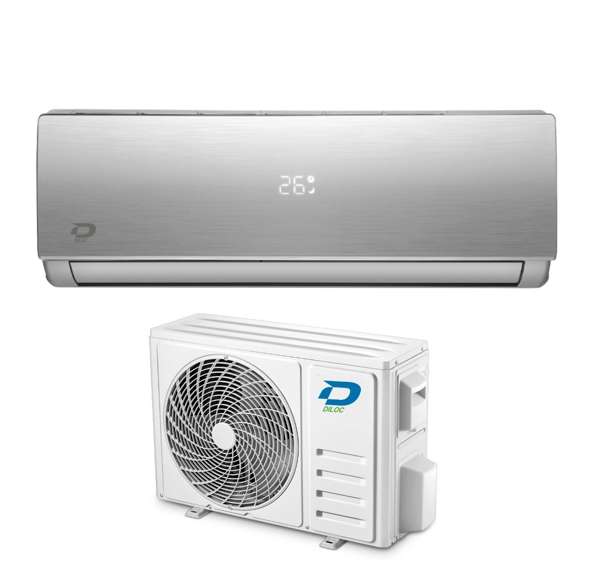 climatizzatore condizionatore diloc inverter serie jessica silver 24000 btu d.jessica 24000slv r 32 wi fi integrato argento classe a__ a___