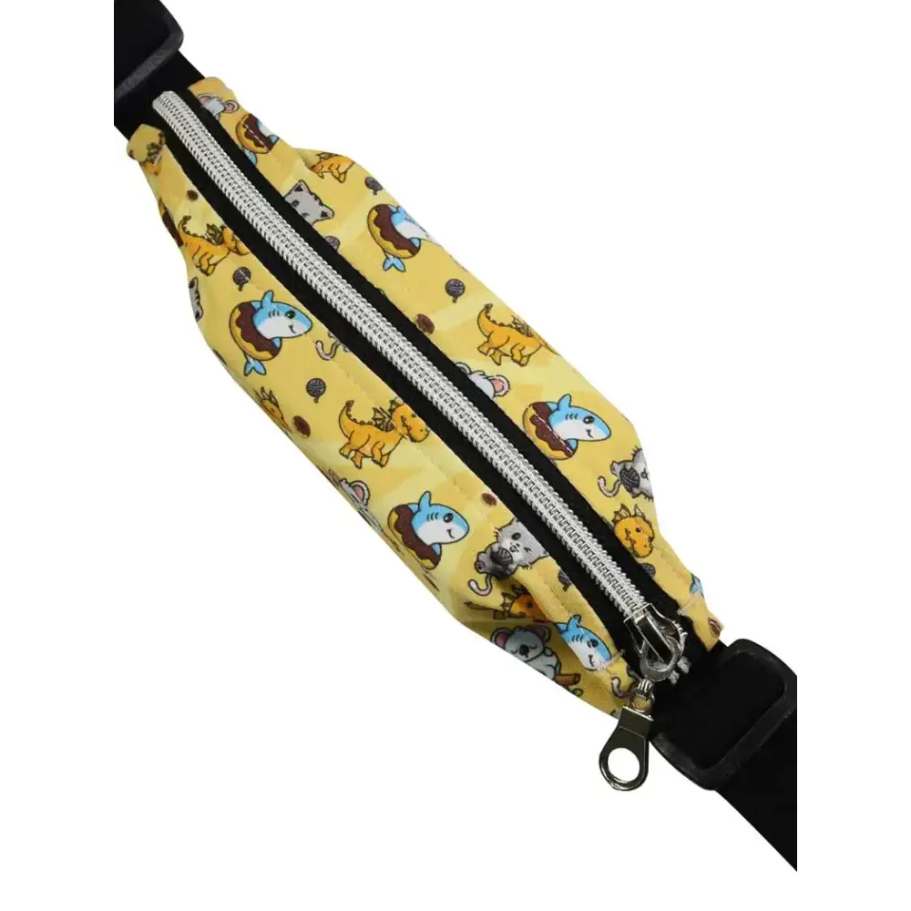Insulin pump belt pouch for toddlers with cute animal print, easy access zipper, and secure fit.