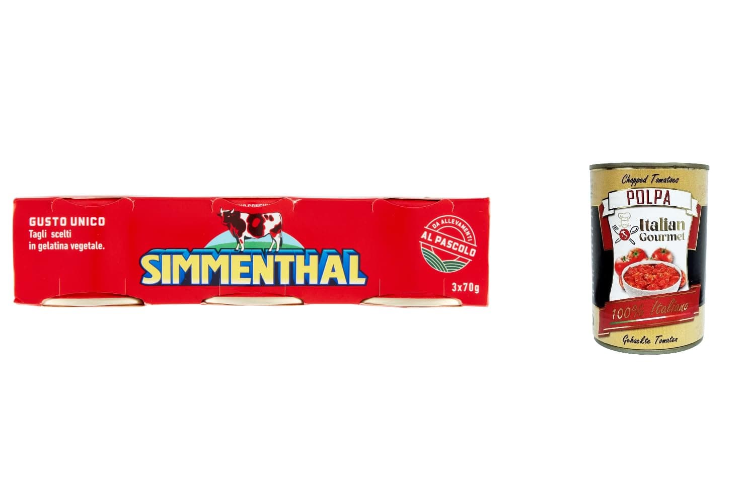 Italian Gourmet Fleisch, Geflügel & Wild 12x SIMMENTHAL carne in scatola, Rindfleisch in Aspik 3x 70g 100% Italienisch Fleisch Aspikfleisch + Italian Gourmet polpa 400g 8001070000015