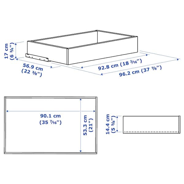Ikea KOMPLEMENT - Drawer with glass front, white stained oak effect, 100x58 cm