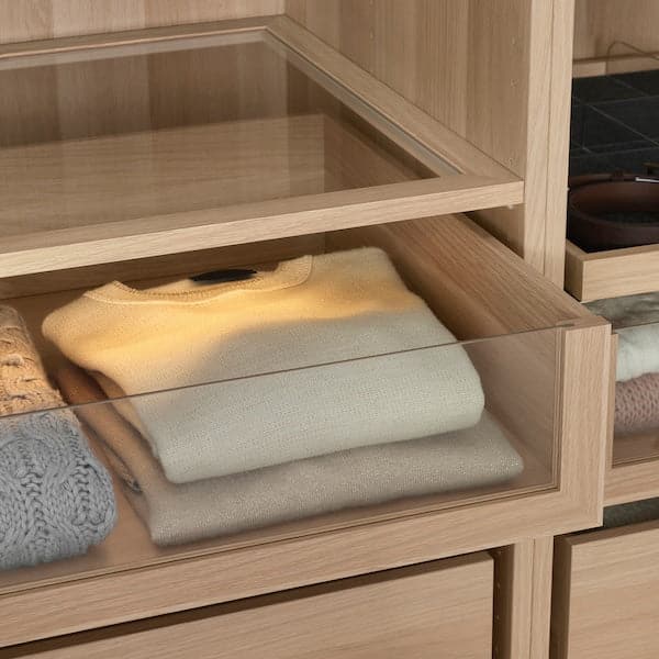Ikea KOMPLEMENT - Drawer with glass front, white stained oak effect, 100x58 cm