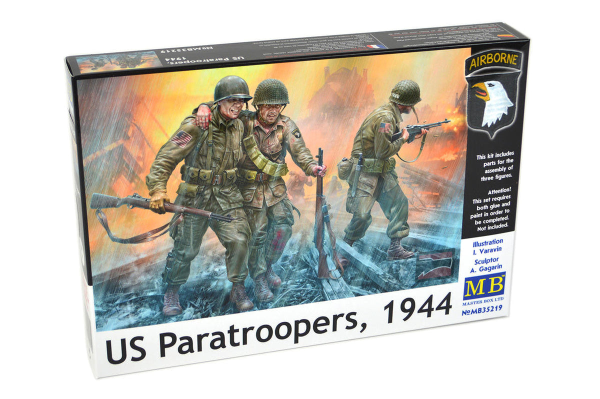 Master Box LTD 1/35 Box US Paratroopers w/Rifles 1944 (x3) Plastic Model Kit