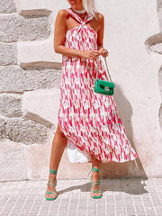Midi Jurk met Halter Hals en Geometrisch Patroon - Group8 - Jurkjes.co