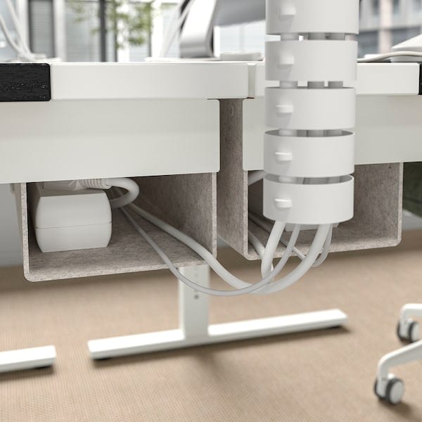 Ikea MITTZON - Desk, ash veneer/black/white, 160x60 cm