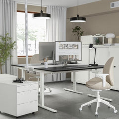 Ikea MITTZON - Desk, ash veneer/black/white, 160x60 cm