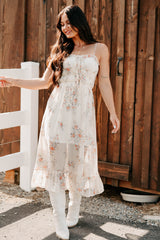 Peach Please Sleeveless Floral Midi Dress (Cream/Multi) - NanaMacs