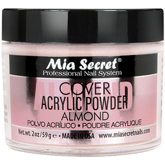 Jar of Mia Secret Covered Acrylic Powder Almond on a white background