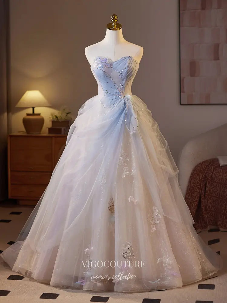 Prom Dresses 2025 to impress Elegant Fairy Tale Blue Prom Ball Gown – Sparkling Tulle Princess Dress - 25314-vigocouture-Light Blue-Custom Size-vigocouture