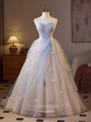 Prom Dresses 2025 to impress Elegant Fairy Tale Blue Prom Ball Gown – Sparkling Tulle Princess Dress - 25314-vigocouture-Light Blue-Custom Size-vigocouture