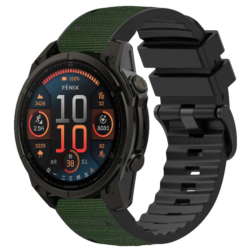 Garmin Descent MK1 Hybrid Nylon Armband (Armeegrün)