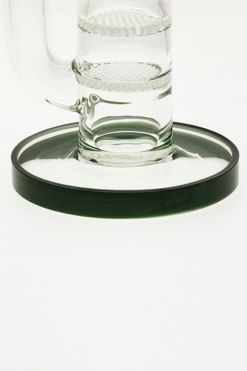 Close-up of TAG 22" Bong Base with Double Honeycomb Percolators and Sturdy Glass