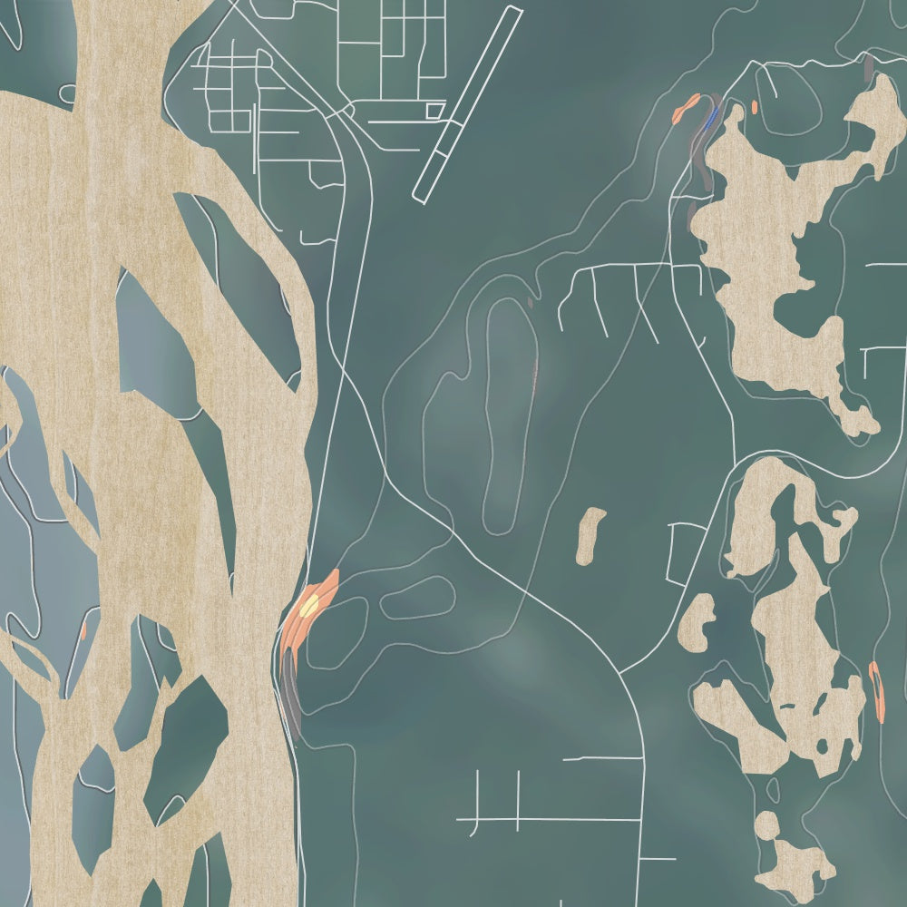 Talkeetna Alaska Map Print in Afternoon Style Zoomed In Close Up Showing Details