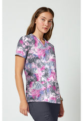 Tie Dye Petals Cherokee Achieve Scrubs V Neck Top CK00010 TYPL - Scrubs Select