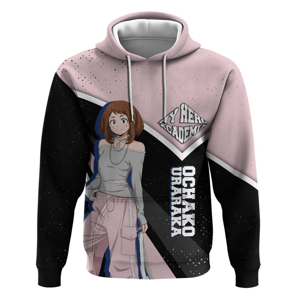 Ochako Uraraka My Hero Academia Zip Hoodie Anime Grunge Splatter Graphic Style