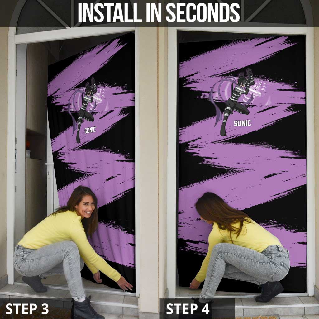 Sonic One Punch Man Anime Purple and Black Theme Door Cover with Stealth Pose and High-Speed Ninja Design - The Mazicc